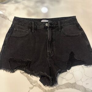 Forever 21 Low Rise Black Ripped Jean Shorts